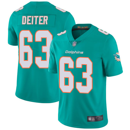 Nike Miami Dolphins #63 Michael Deiter Aqua Green Team Color Men Stitched NFL Vapor Untouchable Limited Jersey